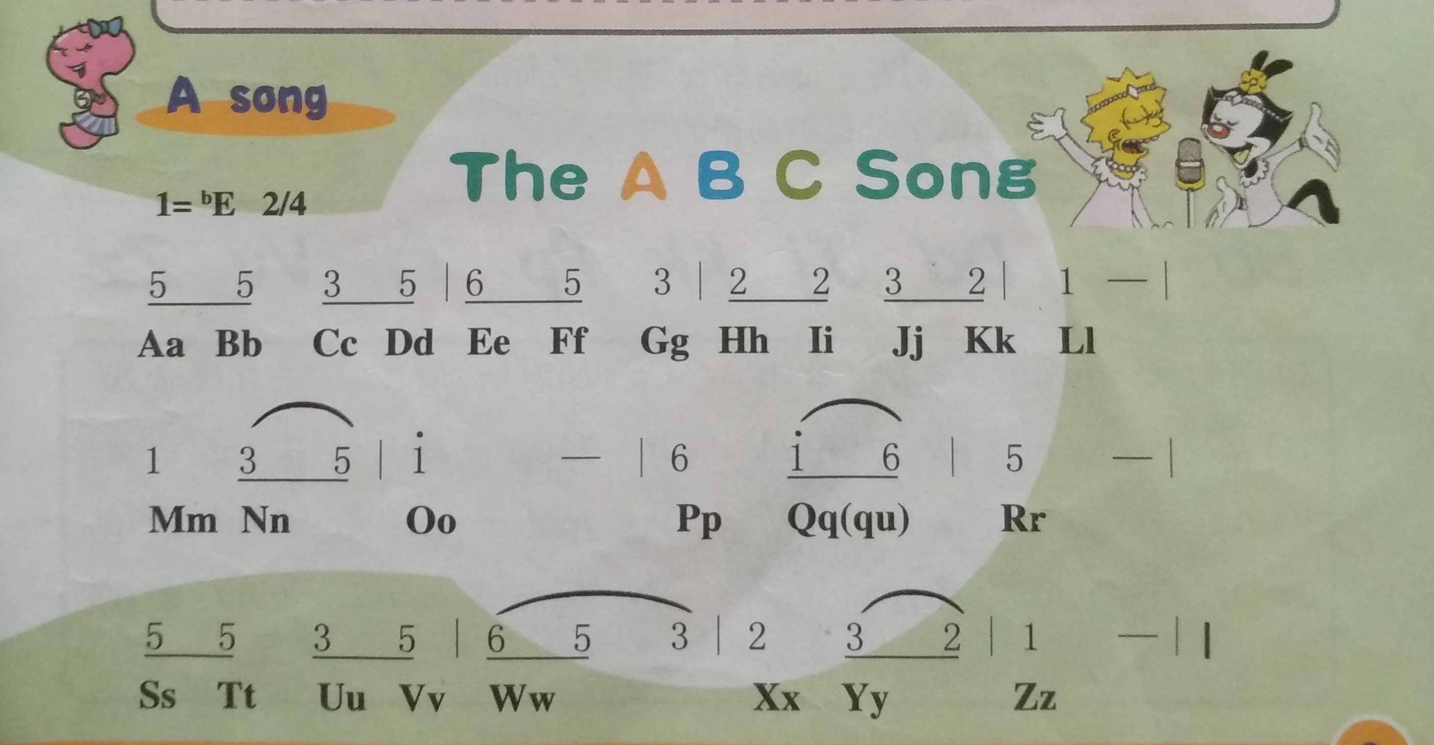 儿童26个英语字母歌曲_26字母歌曲_字母歌曲谱