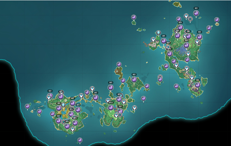 雷神瞳分布图_雷神瞳151个_雷神瞳神里