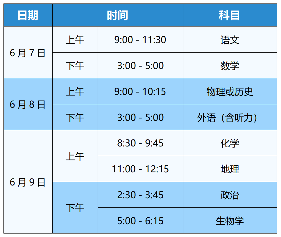 江苏高考各科目考试时间_2023江苏高考时间科目表_江苏省高考科目时间